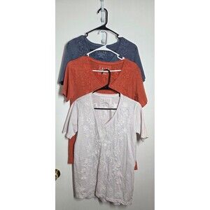 NEW CAITE KYLA SEO "JOAN TEE" SET OF 3 100% COTTON EMBROIDERED SMALL CASUAL